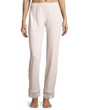 Sonia Lace-Trim Lounge Pants, Pink Lilly