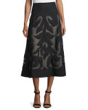 Special Edition Secret Garden A-line Midi Skirt, Black, Petite