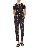 Polka-Dot Ruffled Cold-Shoulder Blouse, Dot Print