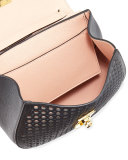 Drew Perforated Mini Shoulder Bag, Black