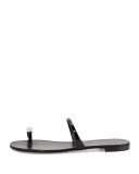 Patent Toe-Ring Flat Sandal, Nero