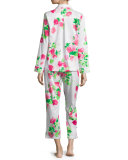 floral-print sateen two-piece pajama set