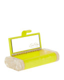 Lara Acrylic Backlit Clutch Bag, Acid Yellow/Nude