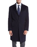 Classic Cashmere Single-Breasted Topcoat, Navy