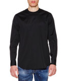 Long-Sleeve Poplin Tee, Black