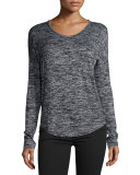 Hudson Heathered Long-Sleeve T-Shirt, Black Multi