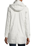 Lightweight Button-Front Hooded Jacket, Snow White