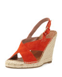 Jace Crisscross Slingback Wedge Sandal, Orange