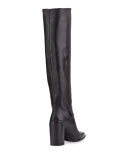 Scrunchy Leather Knee Boot, Black
