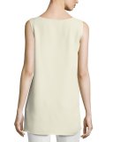 Ruthie Sleeveless High-Low Hem Silk Blouse