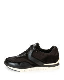 Python & Leather Trainer Sneaker, Black