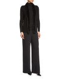 High-Waisted Full-Leg Pants, Black