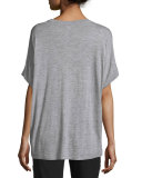 Cuffed-Sleeve Heathered Cocoon Top
