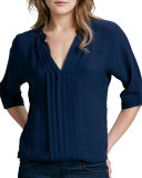 Marru Split-Neck Silk Top