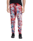 Tie-Dye Moto Jogger Pants, Red/Blue