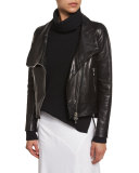 Mission Leather Swing-Back Moto Jacket, Black