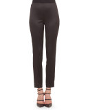 Melissa Silk-Satin Stretch Pants, Black