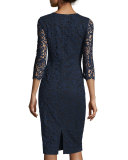 3/4-Sleeve Lace Sheath Dress 