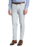 Flat-Front Cotton Trousers