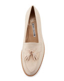 Aldena Tassel Suede Loafer, Bone