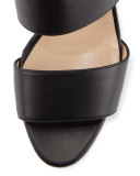 Khan Leather Double-Band Sandal, Black