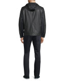 Sporty Jaspe Striped Long-Sleeve Crewneck, Heathered Black