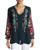 Peacock Embroidered Georgette Top