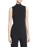 Sleeveless Ribbed Mock-Neck Top