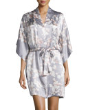 Azalea Floral-Print Chemise, Gray
