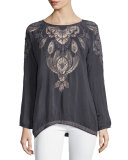 Jewel Georgette Lace-Inset Tunic, Plus Size