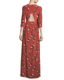 Preppy Floral-Print Silk Maxi Dress