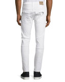 Geno Distressed Moto Jeans, Optic White