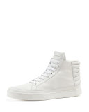 Leather High-Top Sneaker, White 