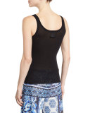 Sleeveless Tulle Shell, Black  