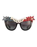 Decadence All American Swarovski® Cat-Eye Sunglasses, Red/White/Blue