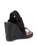 Jamie Elastic Espadrille Wedge Sandal, Alabaster/Black