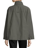 Hooded Zip-Front Jacket W/Stand Collar 