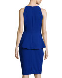 Sleeveless Peplum Deep-Illusion Cocktail Dress