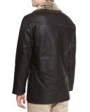 Cortina Leather & Shearling Fur Coat, Espresso
