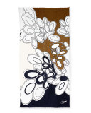 Petal Colorblock Voile Scarf, Blue/Brown