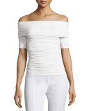 Nanja Off-the-Shoulder Jersey Top, White
