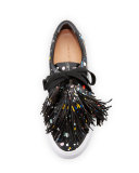 Logan Splatter-Print Tassel Sneaker