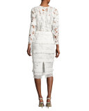 Tiered Lace & Georgette Midi Dress, Ivory