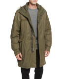 Bullett Shearling Fur-Trim Down Anorak Jacket, Army Green