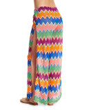 Zigzag Wide-Leg Coverup Pants, Multi Colors