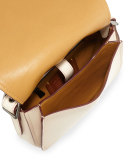 Contrast-Edge Leather Saddle Bag, White