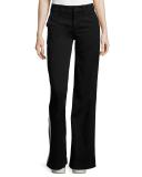 Joplin Wide-Leg Trousers w/Track Stripe, Black