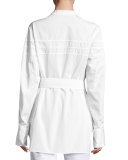 Kaimee Pleated Belted Blouse, White