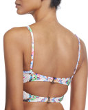 Rainbow-Printed Underwire Bustier Swim Top