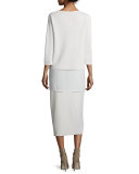 3/4-Sleeve Silk/Cotton Interlock Box Top, Petite